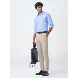 WES Formals by Westside Blue Solid Slim-Fit Cotton Shirt-picture-38