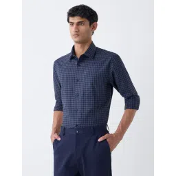 WES Formals by Westside Navy Checks Pattern Relaxed-Fit Cotton Shirt-picture-24