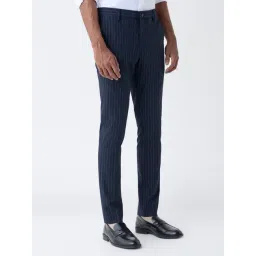 WES Formals by Westside Navy Pinstriped Slim-Fit Mid-Rise Trousers-picture-30
