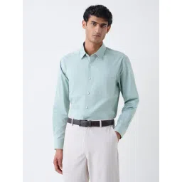 WES Formals by Westside Sage Self-Striped Relaxed-Fit Cotton Shirt-picture-30