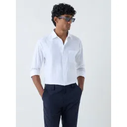 WES Formals by Westside White Solid Relaxed-Fit Cotton Shirt-picture-31