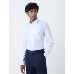 WES Formals by Westside White Striped Relaxed Fit Cotton Shirt-picture-33