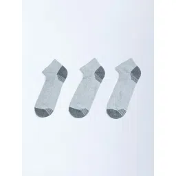 WES Lounge by Westside Grey Cotton-Blend Trainer Socks - Pack of 3-picture-12
