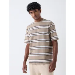 WES Lounge by Westside Taupe Striped Relaxed-Fit T-Shirt-picture-41