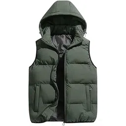 wesoke Men's Vest Hooded Sleeveless Jacket Solid Color with Removable Collar-picture-49