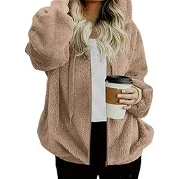 wesoke Womens Sherpa Pullover Quarter Zip Fluffy Soft Fleece Loose Fit Long Sleeve Hoodie Jacket-picture-41