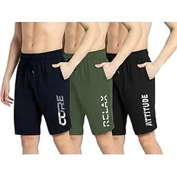 West Gate Clothing Plus Sizes Men's Cotton Knee Length Shorts | Casual and Night Wear Mens Shorts Pack of 3-picture-30