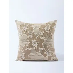 Westside Home Beige Floral Embroidered Cushion Cover-picture-13