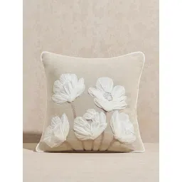 Westside Home Beige Floral Patterned Cushion Cover-image-2