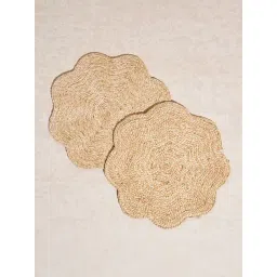 Westside Home Beige Jute Floral Design Placemats (Set of 2)-image-17