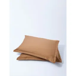 Westside Home Beige Solid Pillowcase (Set of 2)-image-2