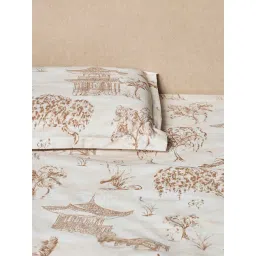 Westside Home Brown Toile Pattern Queen Bed Sheet Set-image-46