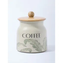 Westside Home Ivory Leaf Design Coffee Jar-picture-42