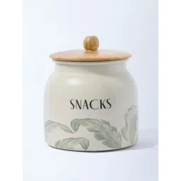 Westside Home Ivory Leaf Design Snacks Jar-picture-24