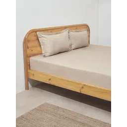 Westside Home Taupe Solid Double Bed Flat Sheet and Pillowcase Set-image-31