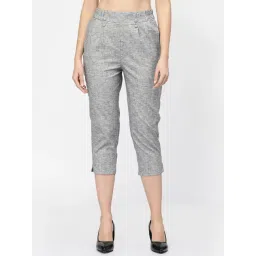 Westwood Grey Melange Relaxed Fit Mid Rise Crop Pants-picture-31