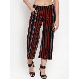 Westwood Women Red Striped Relaxed Straight Leg Loose Fit Easy Wash Trousers-picture-18