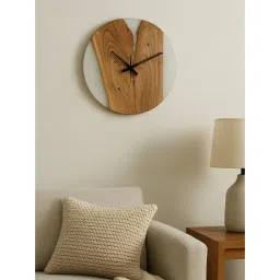 Wewood White Resin Wall Clock Acacia Wood Elegance With A Modern Touch-picture-11