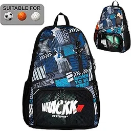 WHACKK Thunderbolt Black Blue 28L|Football Basketball Volleyball Equipment Backpack Bag|Kit Bag|Soccer Bag|Boys Kids Adult Men|Mesh Shoe or Ball Pocket|Bottle Holder| Easy Access Pocket-picture-26