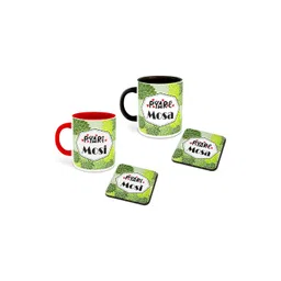 Whats Your Kick Green & Red Floral Printed Ceramic Glossy Mugs Set of Cups and Mugs-picture-19