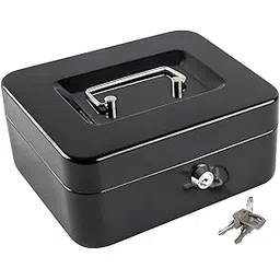 WHIPBIRD 6 Inch Cash Box with Key Lock and Removable Deposit Lock Box Steel Tin Security Safe Petty For Perfect Secure Storage at Home Shop-picture-14