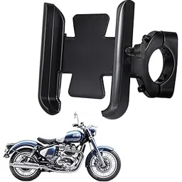 WHIPONE CNC Metal Bike Mobile Holder Compatible for Royal Enfield Classic 650, 360° Rotation Phone Mount Cradle for Bicycle & Motorcycle, Handlebar for All Smartphones, Anti-Slip, Full Grip (Black)-picture-20