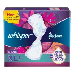Whisper 10 Pcs Flexform White Cotton Disposable Sanitary Pad Packet, Size: XL+-picture-22