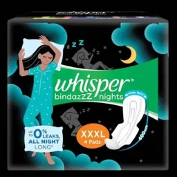 Whisper 4 Pcs White Cotton Disposable Bindazzz Sanitary Pad Packet, Size: XXXL (Pack of 2)-picture-34
