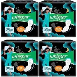 Whisper 4 Pcs White Cotton Disposable Bindazzz Sanitary Pad Packet, Size: XXXL (Pack of 4)-picture-40