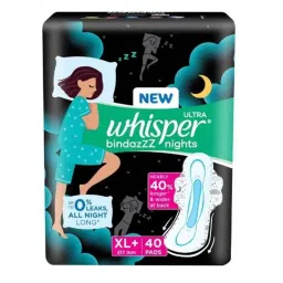 Whisper 40 Pcs White Cotton Disposable Bindazzz Sanitary Pad Packet, Size: XL+-picture-25