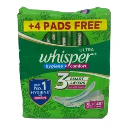 Whisper 48 Pcs White Cotton Disposable Sanitary Pad Packet, Size: XL+-picture-27
