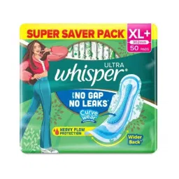 Whisper 50 Pcs White Cotton Disposable Sanitary Pad Packet, Size: XL+-picture-44