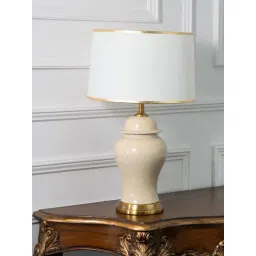 Whispering Homes Beige Closetmix Ceramic Table Lamp With White Shade-picture-14