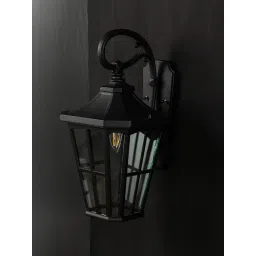 Whispering Homes Black Metal Lantern Outdoor Wall Light image 1