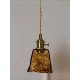 Whispering Homes Brass & Orange Glass Pendant Light- Drum-picture-16