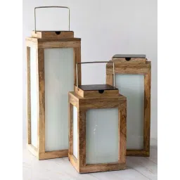 Whispering Homes Brown Jabillo Wooden Medium Candle Lantern-picture-13