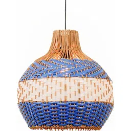 Whispering Homes Cupola Rattan Hanging Lamp - White & Blue-picture-45