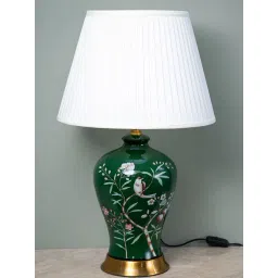 Whispering Homes Green European Style Painted Flower and Table Lamp with Shade-picture-30