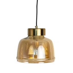 Whispering Homes Sleek Dome Brass and Amber Pendant Light-picture-27