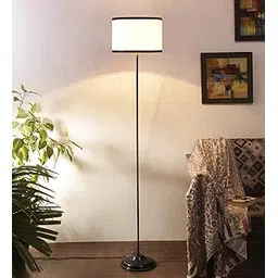 White & Black Cotton Drum Iron Floor Lamp -7-(12x60.5 inches)-picture-19