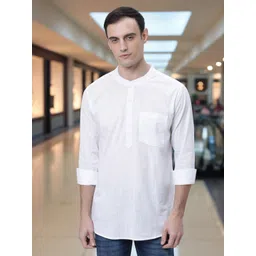 WHITE HEART Cotton Mandarin Collar Short Kurta-picture-33