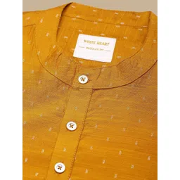 WHITE HEART Ethnic Motifs Jacquard Mandarin Collar Straight Kurta image 5