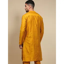 WHITE HEART Ethnic Motifs Jacquard Mandarin Collar Straight Kurta image 4