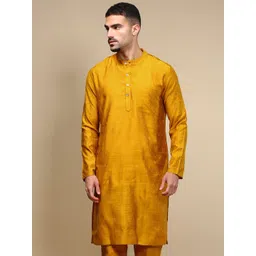 WHITE HEART Ethnic Motifs Jacquard Mandarin Collar Straight Kurta image 1