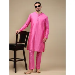 WHITE HEART Jacquard Mandarin Collar Straight Kurta-picture-32