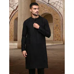 WHITE HEART Men Ethnic Motifs Woven Design Kurta-picture-19