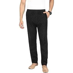 white heart Men Printed Pyjamas with Button Placket and 2 Side Pockets(Black;L)-picture-13
