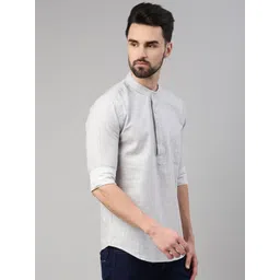 WHITE HEART Men Solid Daily Cotton Straight Kurta image 3