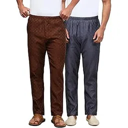 white heart Mens Pack of 2 Cotton Blend Ethnic Wear Ethnic Motifs Pyjama with Elasticated Waistband and Side Pockets-picture-12