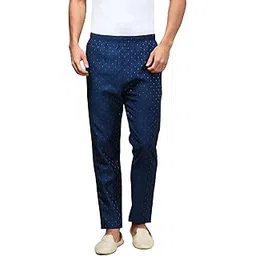 white heart Mens Pyjama Viscose Blend Ethnic Motif Elastic Waist Side Pockets Bottomwear Pant Classic Design for Ultimate Comfort(S; Navy)-picture-42
